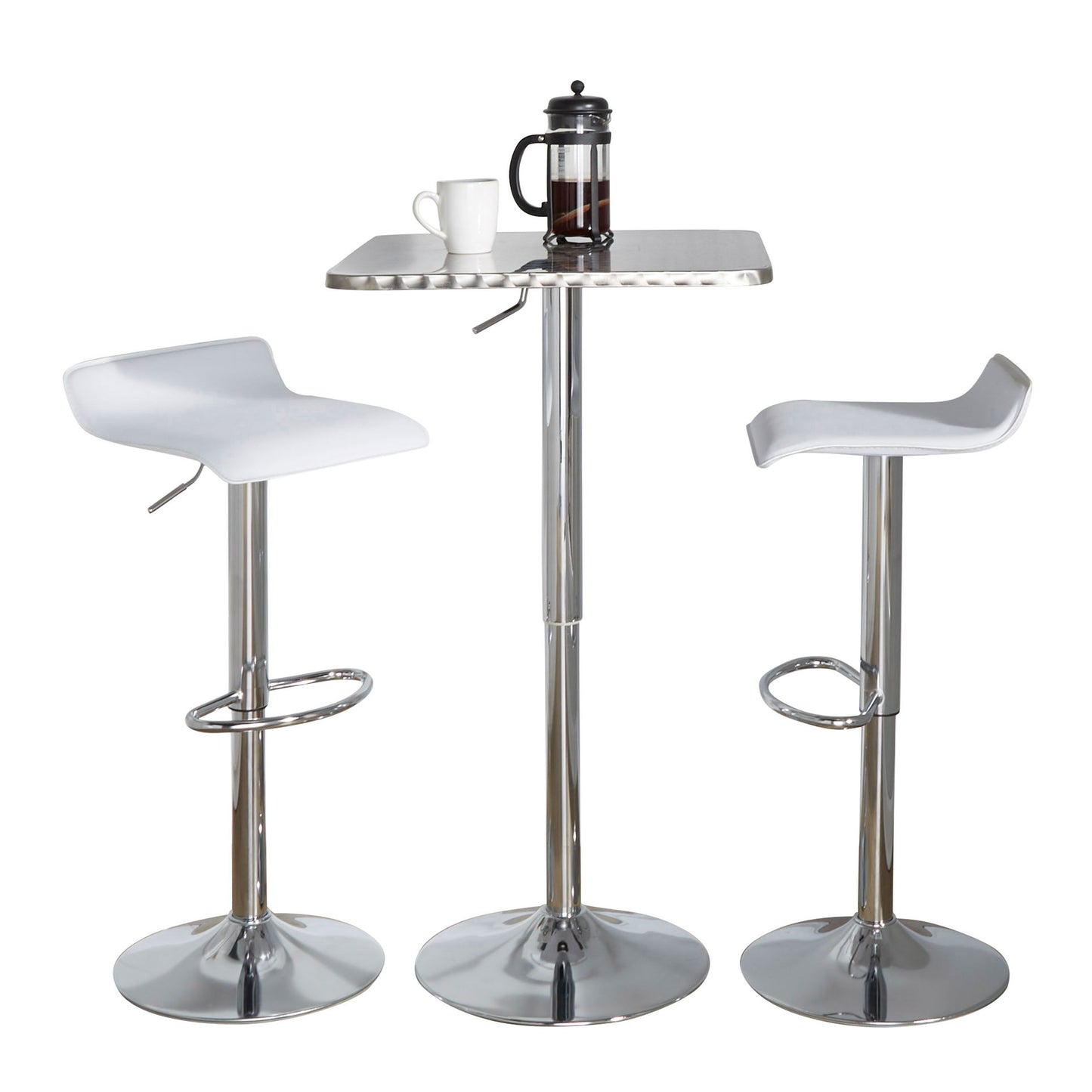 Ale - 3 Piece Bar Set Bistro Square Contemporary Adjustable Oval Footrest