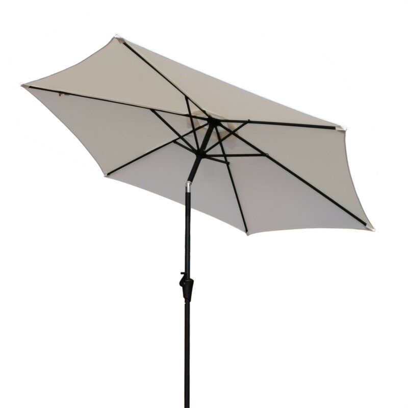 8.8' Outdoor Aluminum Patio Umbrella, Market Umbrella With 33 Pounds Round Resin Umbrella Base Lift