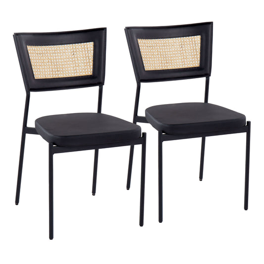 Tania - Contemporary Dining Chair (Set of 2) - Black / Rattan Back