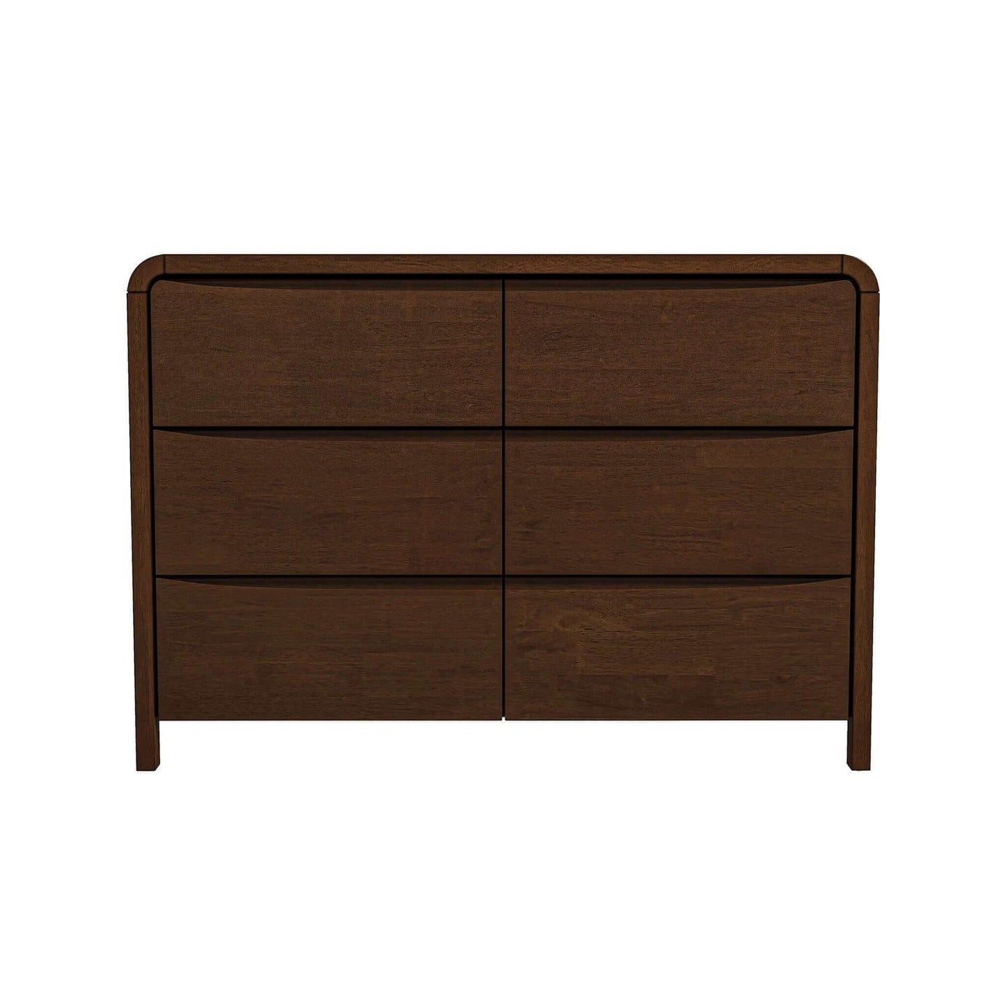 Lionel - Mid-Century Modern Solid Wood 6 Drawer Dresser - Brown