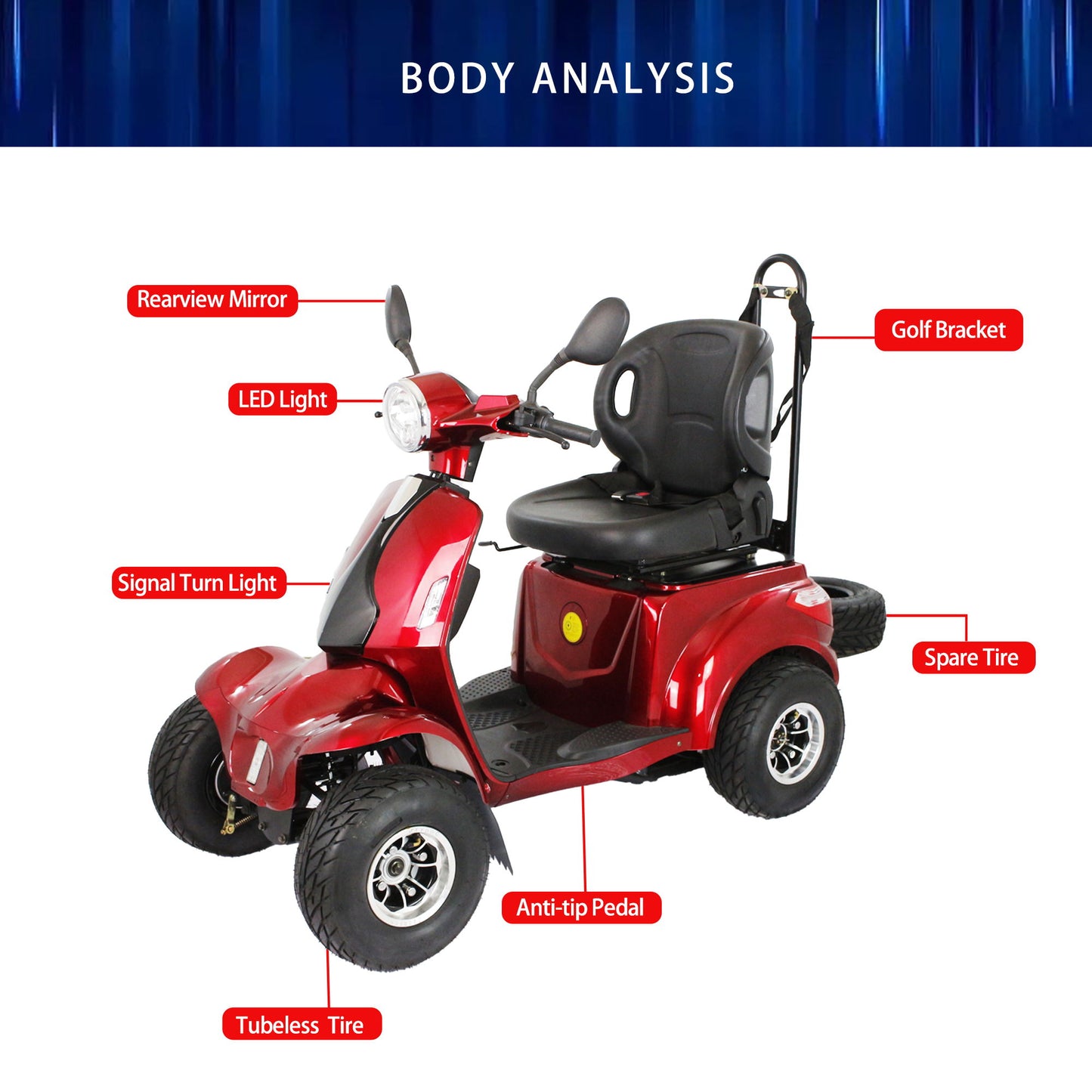 Golf Scooter, Grass Scooter - Red