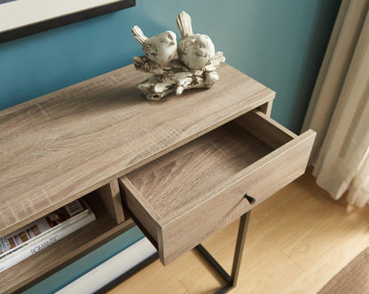 Console Table With One Drawer And Open Cubby - Brown / Black