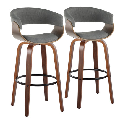 Vintage Mod - Mid Century Modern Fixed Height Barstool With Swivel & Round Footrest (Set of 2)