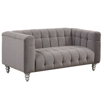 Modern Sofa Dutch Fluff Upholstered Sofa With Wood Legs, Buttoned Tufted Backrest