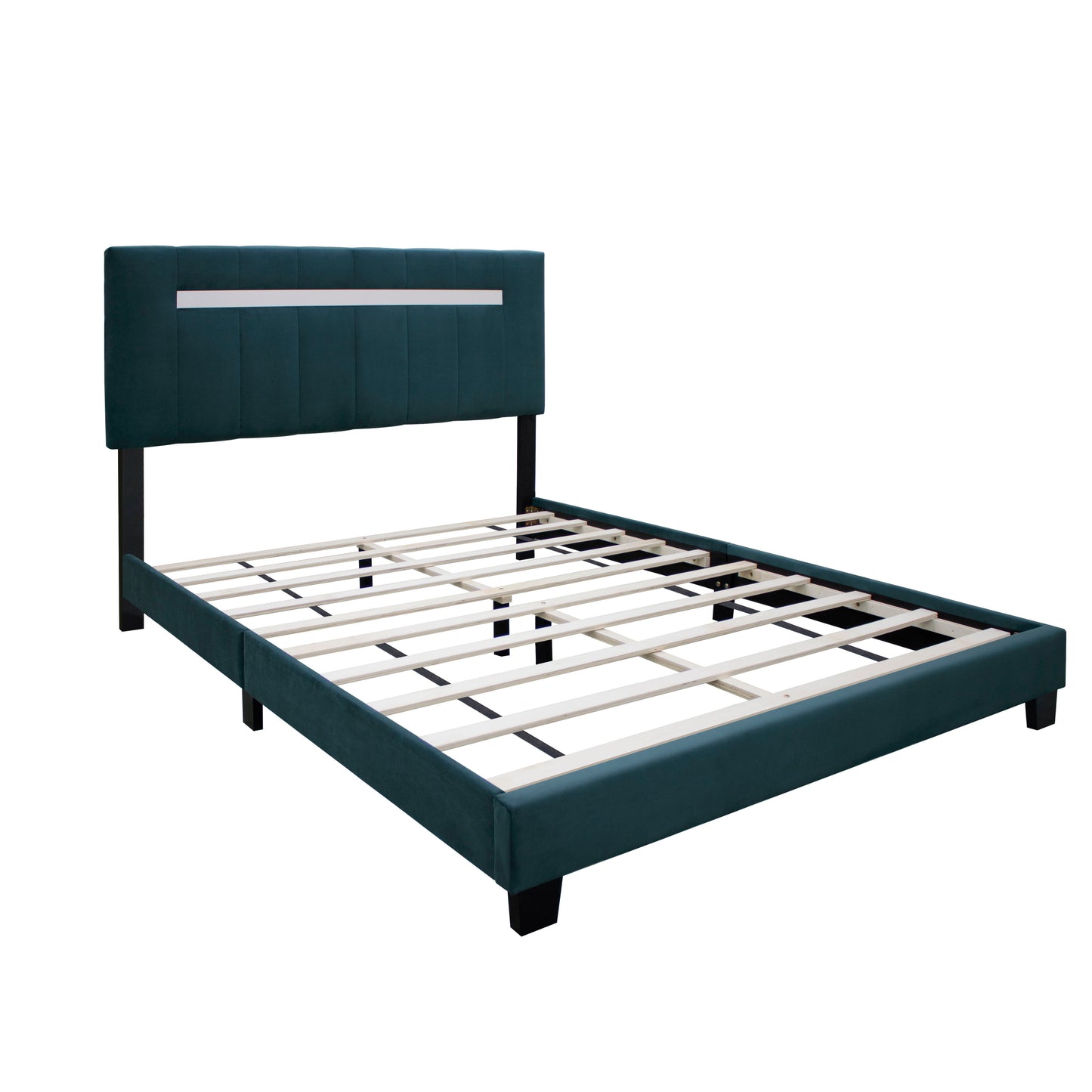 Queen Size Adjustable Upholstered Bed Frame Dark Velvet Collection Comfort And Simplicity