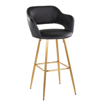 Margarite - Contemporary Fixed Height Barstool With Footrest (Set of 2) With Square