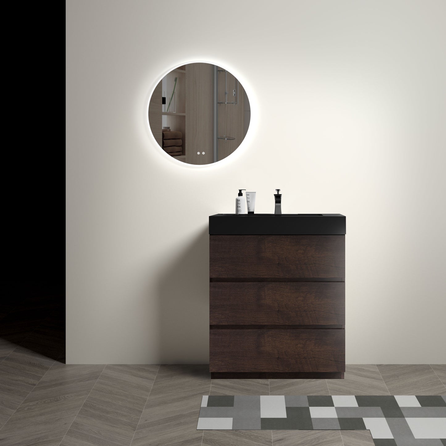 Alice - Bathroom Vanity With Large Storage Freestanding Bathroom Vanity, Sink For Modern Bathroom, One-Piece Sink Basin Without Drain And Faucet