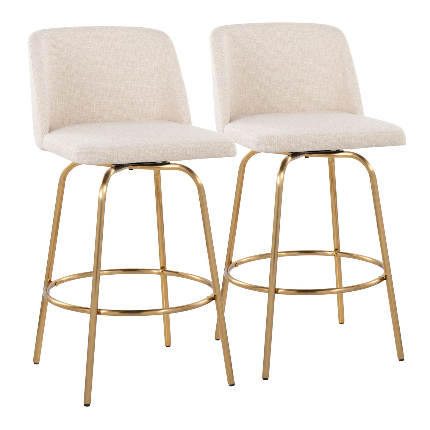 Toriano - Contemporary, Fixed Height Counter Stool With Swivel With Round Footrest (Set of 2)