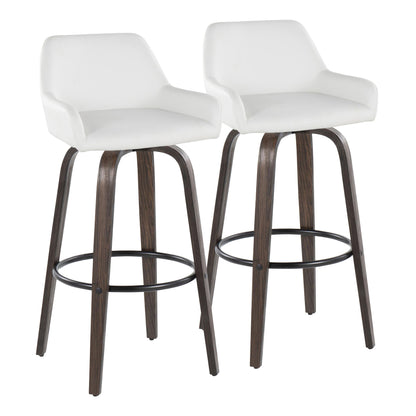 Daniella - Contemporary Fixed Height, Barstool With Swivel With Round Footrest (Set of 2)