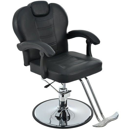 Classic Reclining Barber Chair Salon Chair For Hair Stylist With Heavy Duty Hydraulic Pump, 360° Rotation, Tattoo Chair Shampoo Beauty Salon Equipment, Max Load Weight 330 Lbs