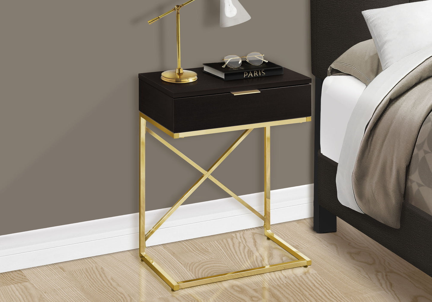 Accent Side Table, Storage Drawer, Spacious Tabletop, Contemporary & Modern