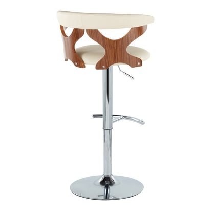 Gardenia - Mid Century Modern Adjustable Barstool With Swivel With Rounded T Footrest (Set of 2)