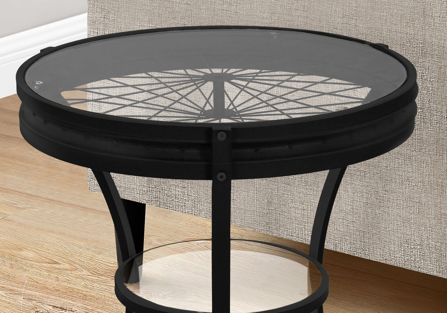 Round Accent Table, Transitional - Black