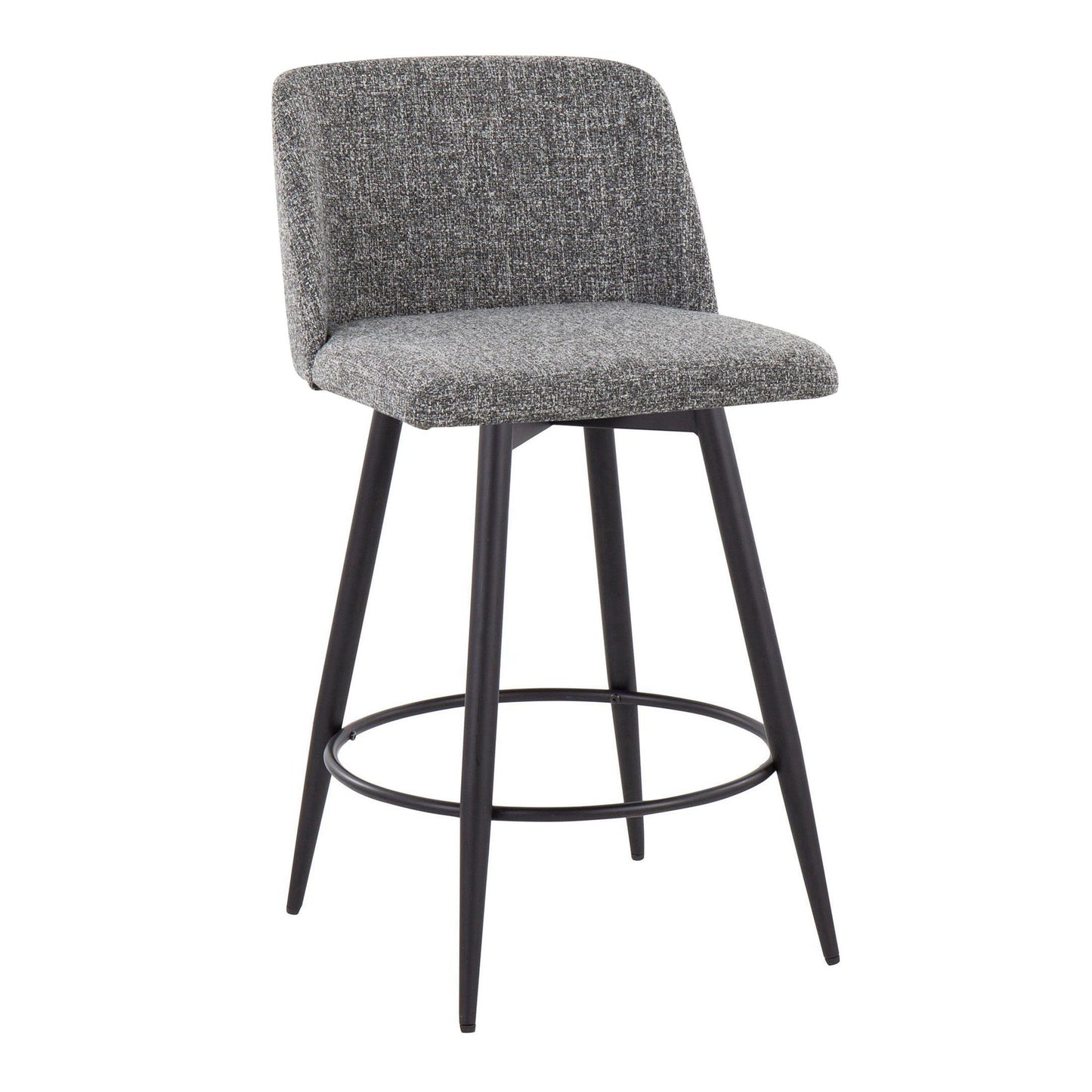 Toriano - Contemporary Fixed-Height, Counter Stool With Swivel With Round Footrest (Set of 2)