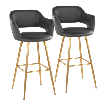 Margarite - Contemporary Fixed Height Barstool With Footrest (Set of 2) With Square