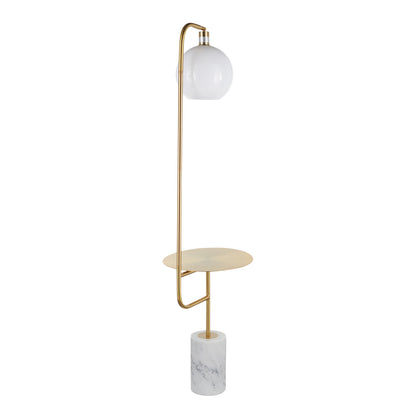 Symbol - Contemporary / Glam Floor Lamp Side Table - White Marble