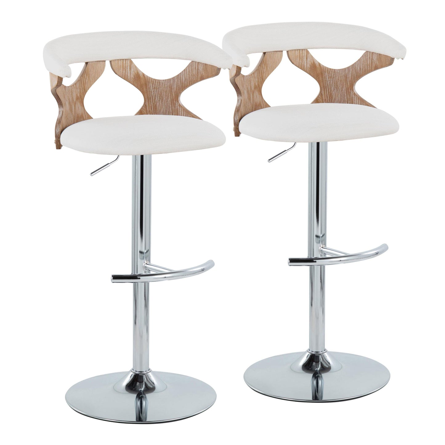 Gardenia - Contemporary Adjustable Barstool With Swivel / Rounded T Footrest (Set of 2)