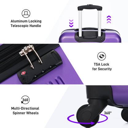 Hardshell Luggage Sets 2 Pieces + Bag Spinner Suitcase With Tsa Lock Lightweight 20" / 24"