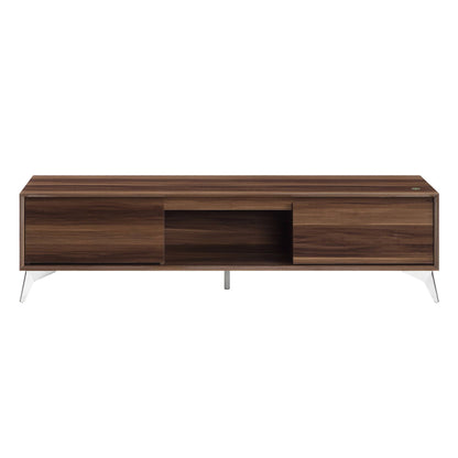 Raceloma - TV Stand (With LED) - Walnut / Chrome