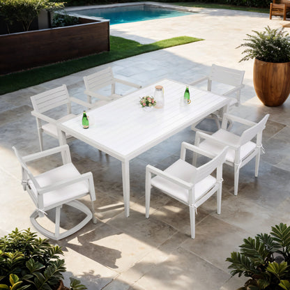 Outdoor Patio Rectangle Dining Table With Tapered Feet & Umbrella Hole