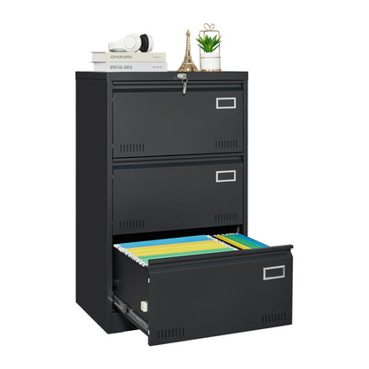 Filing Cabinet Lateral File Cabinet 3 Drawer, Locking Metal File Cabinets Three Drawer, Office Filing Cabinet With Lock Drawers For Home Office