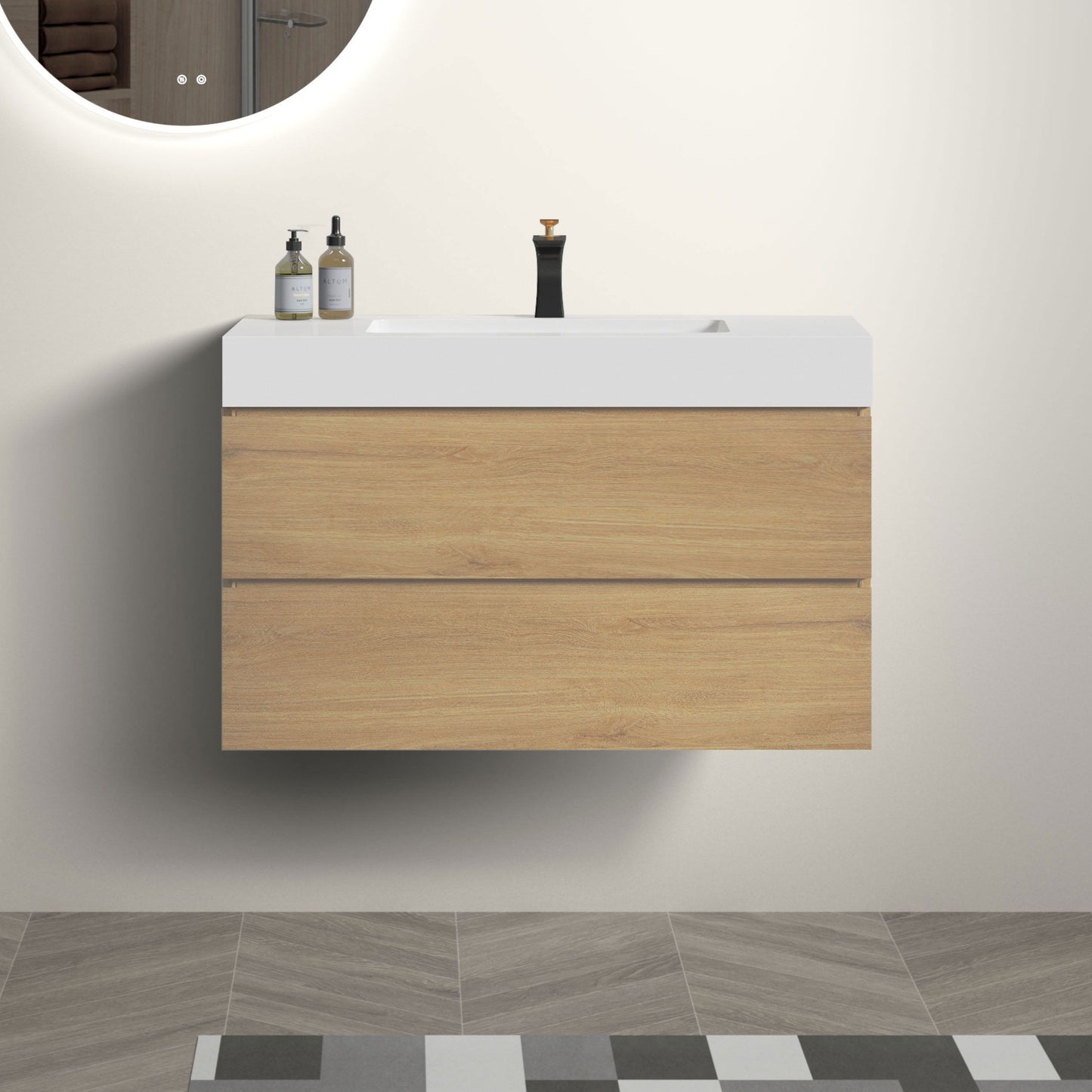 Alice - Bathroom Vanity With Sink, Large Storage Wall Mounted Floating Bathroom Vanity For Modern Bathroom