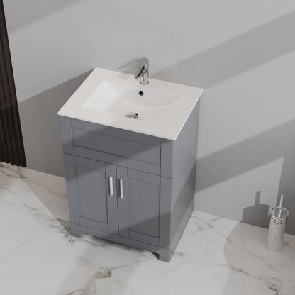 Bathroom Sink Vanity Laundry Utility Cabinet - Gray