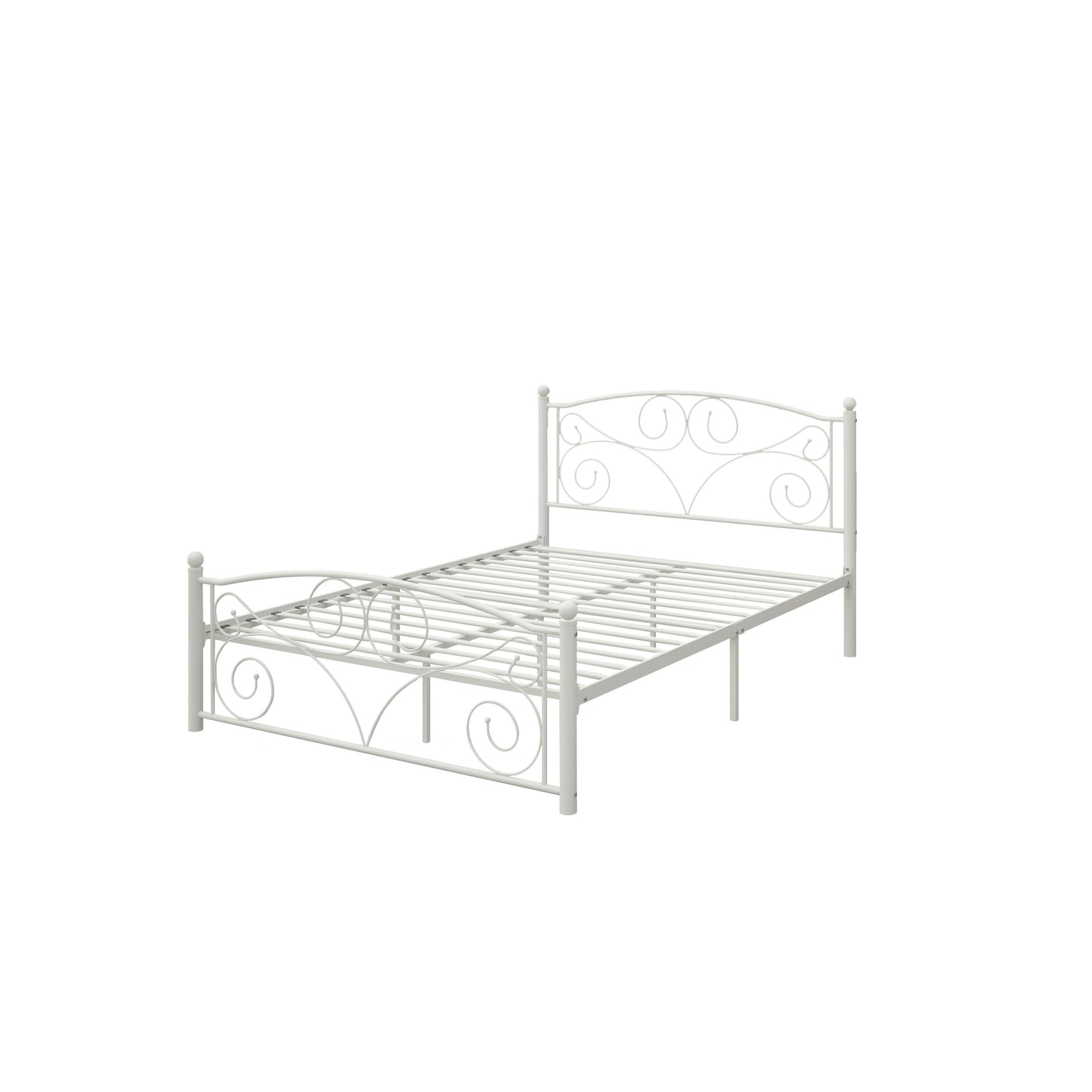 Full With Metal Frame Bed - White