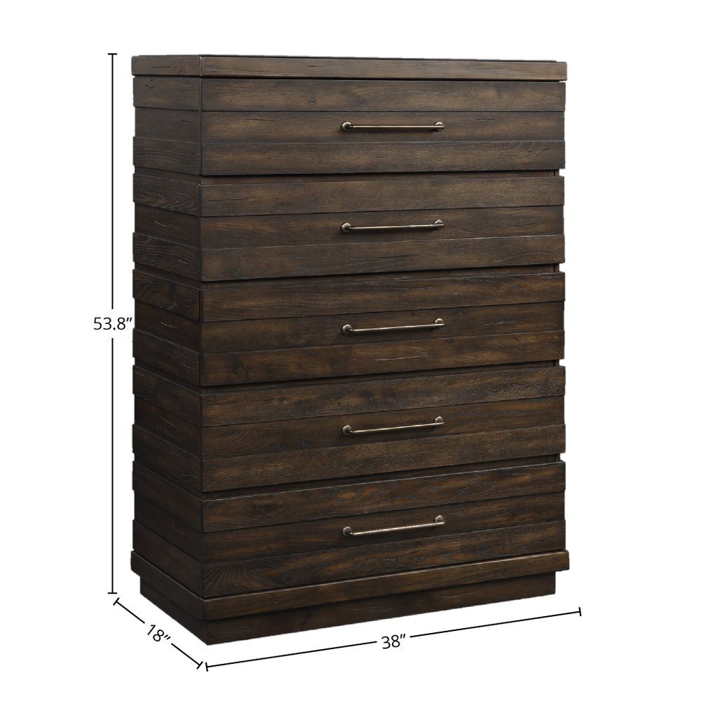 Indutrial Farmhouse 5 Drawer Chest - Brown