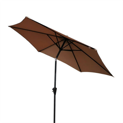 8.8' Outdoor Aluminum Patio Umbrella, Market Umbrella With 33 Pounds Round Resin Umbrella Base Lift