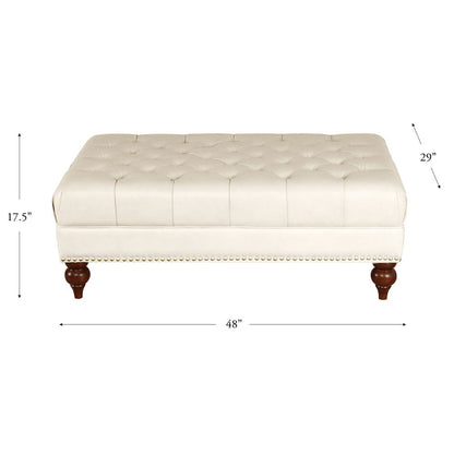 Aliso - Leather Ottoman - Cream White