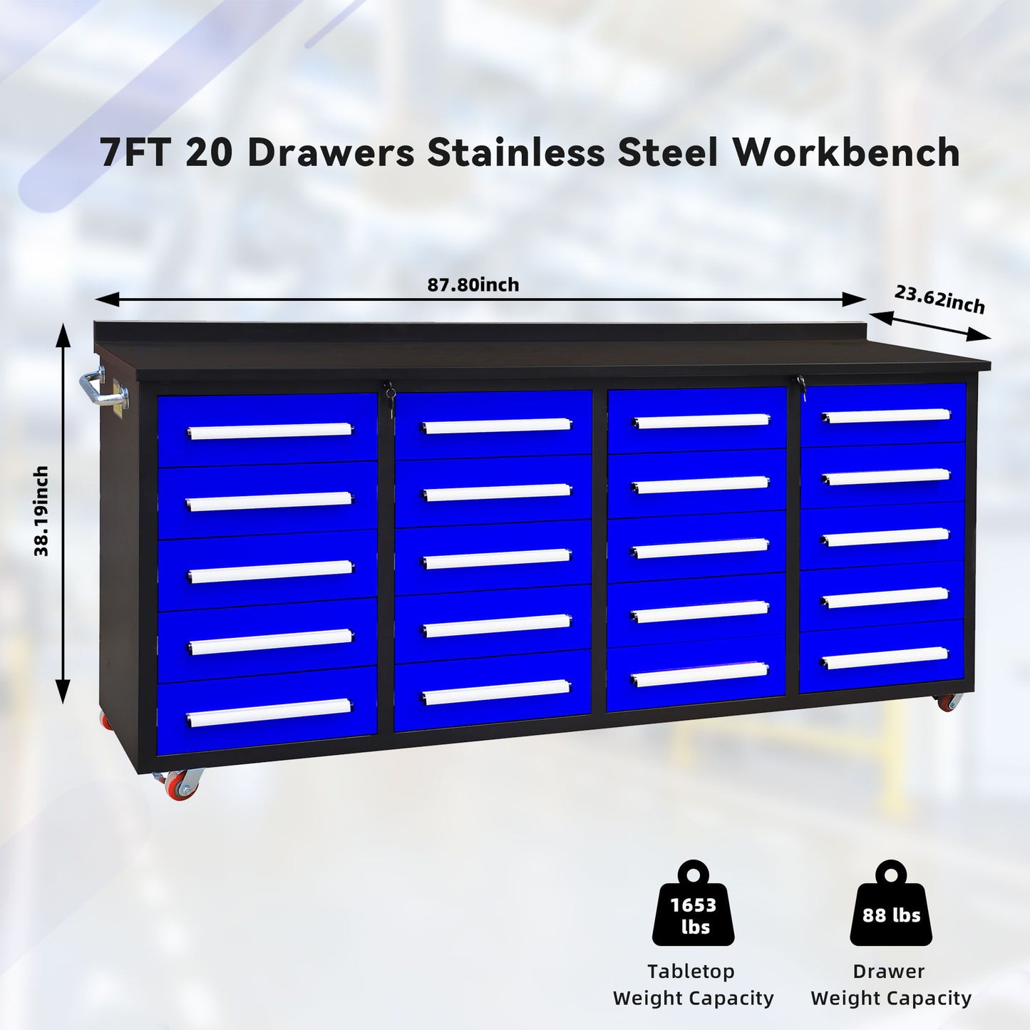 Garage Storage Cabinets With Workbench (20 Drawers)