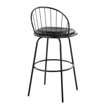 Riley - Claire Farmhouse Fixed Height Barstool With Swivel With Round Footrest (Set of 2)