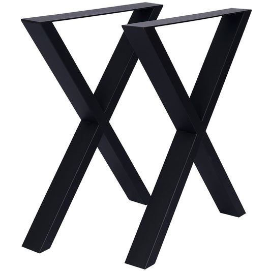 X Table Legs 28X 24", Wide Metal Table Legs, Heavy Duty Steel Desk Legs Table Leg Dining Table Legs Coffee Desk Leg (Set of 2) - Black