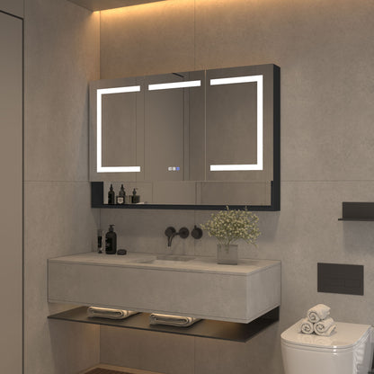 LED Lighted Bathroom Medicine Cabinet With Mirror, Recessed Or Surface LED Medicine Cabinet, Defog, Stepless Dimming, Color Temper Change, Storage Shelves