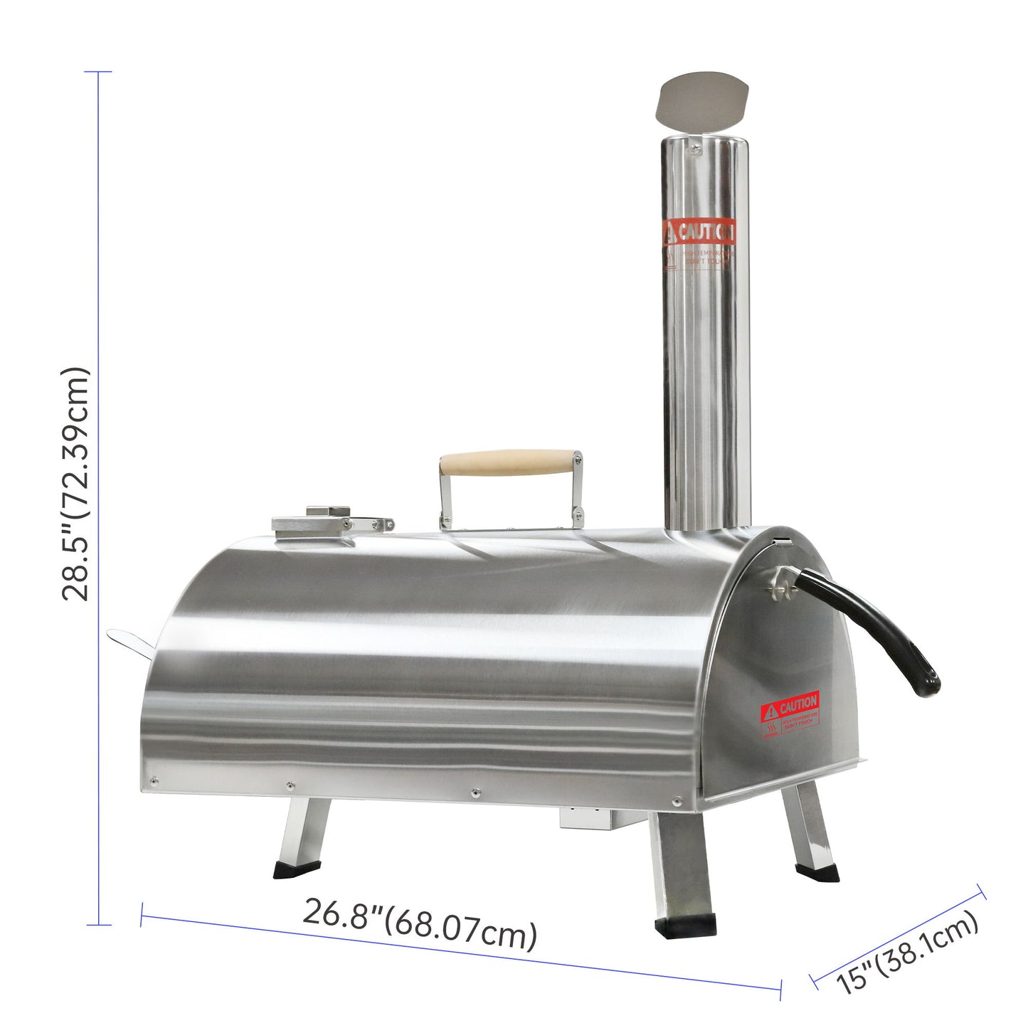 Silver Pizza Oven Outdoor 12" Semi-Automatic Rotatable Pizza Ovens Portable Stainless Steel Wood Fired Pizza Oven Pizza Maker With Built-In Thermometer Pizza Cutter Carry Bag - Silver