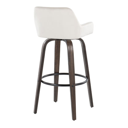 Daniella - Contemporary Fixed Height, Barstool With Swivel With Round Footrest (Set of 2)