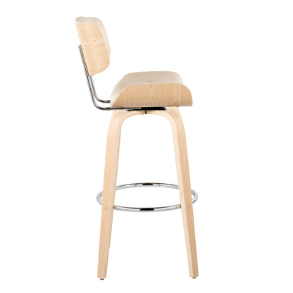 Lombardi - Mid Century Modern Fixed Height Barstool With Swivel With Round Footrest (Set of 2)