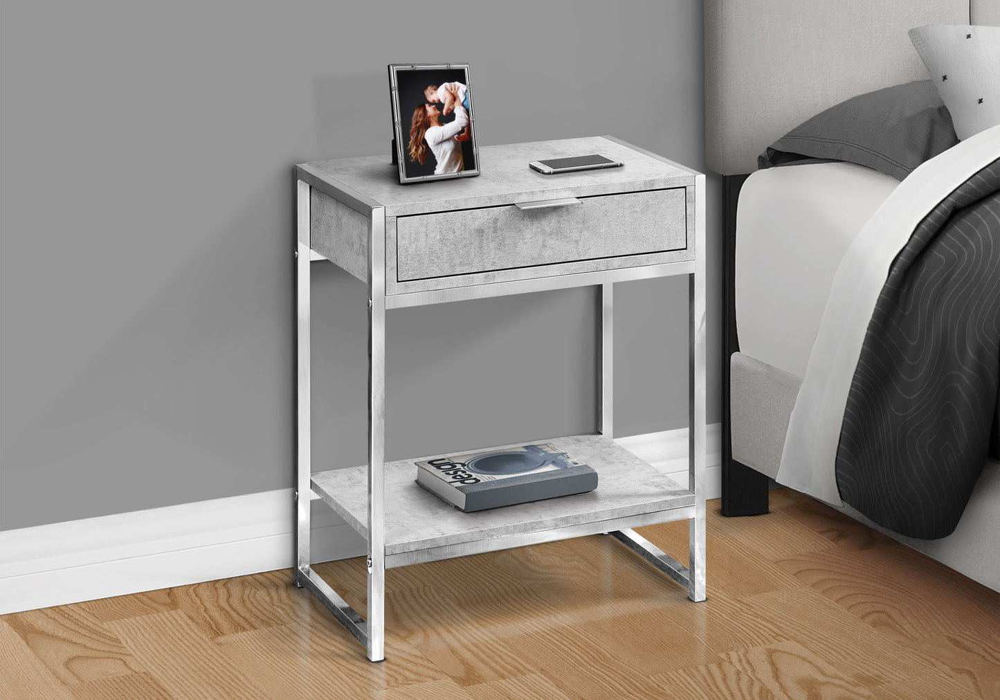 Accent Side Table, Storage Drawer, Spacious Tabletop