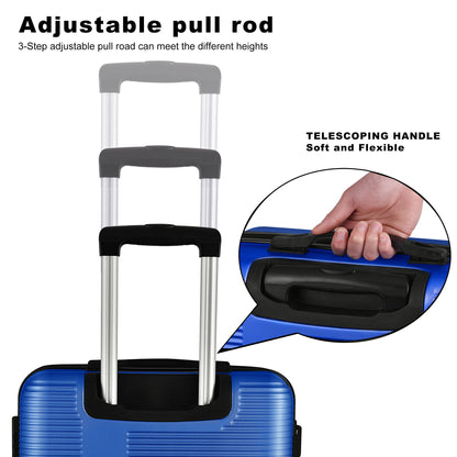 3 Piece Luggage With Tsa Lock Abs, Durable Luggage Set, Lightweight Suitcase With Hooks, Spinner Wheels Cross Stripe Luggage Sets