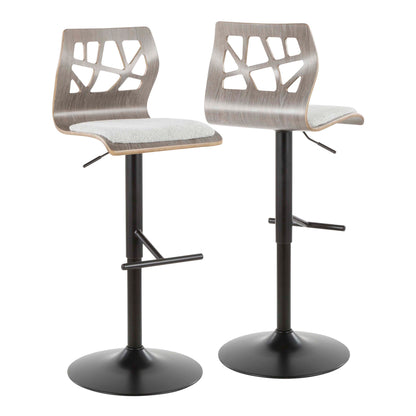 Folia - Mid-Century Modern Adjustable Barstool With Swivel (Set of 2) - Black / Light Gray