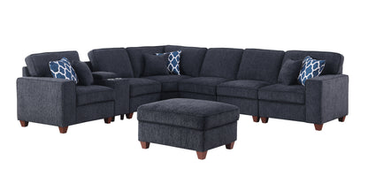 Gina - Sectional Sofa With Ottoman - Black