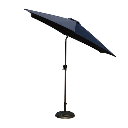 8.8' Outdoor Aluminum Patio Umbrella, Market Umbrella With 33 Pounds Round Resin Umbrella Base Lift