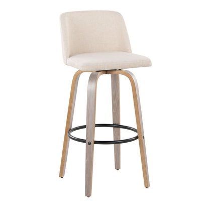 Toriano - Contemporary Fixed Height Barstool With Swivel With Round Footrest Comfort And Style (Set of 2)