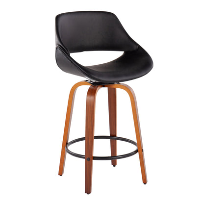 Fabrico - Mid Century Modern Fixed Height Counter Stool And Round Footrest (Set of 2)