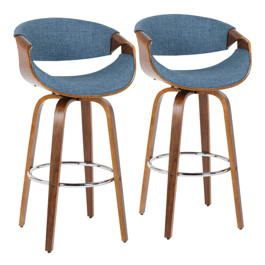 Curvini Mid - Century Modern Fixed Height Barstool With Swivel (Set of 2)