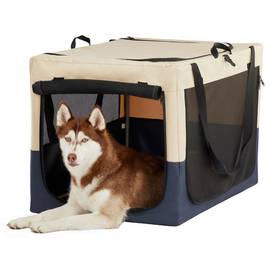 Dog Crates For Dogs, Adjustable Cover By Spiral Iron Pipe, Strengthen Sewing Dog Travel Crate 3 Door Design