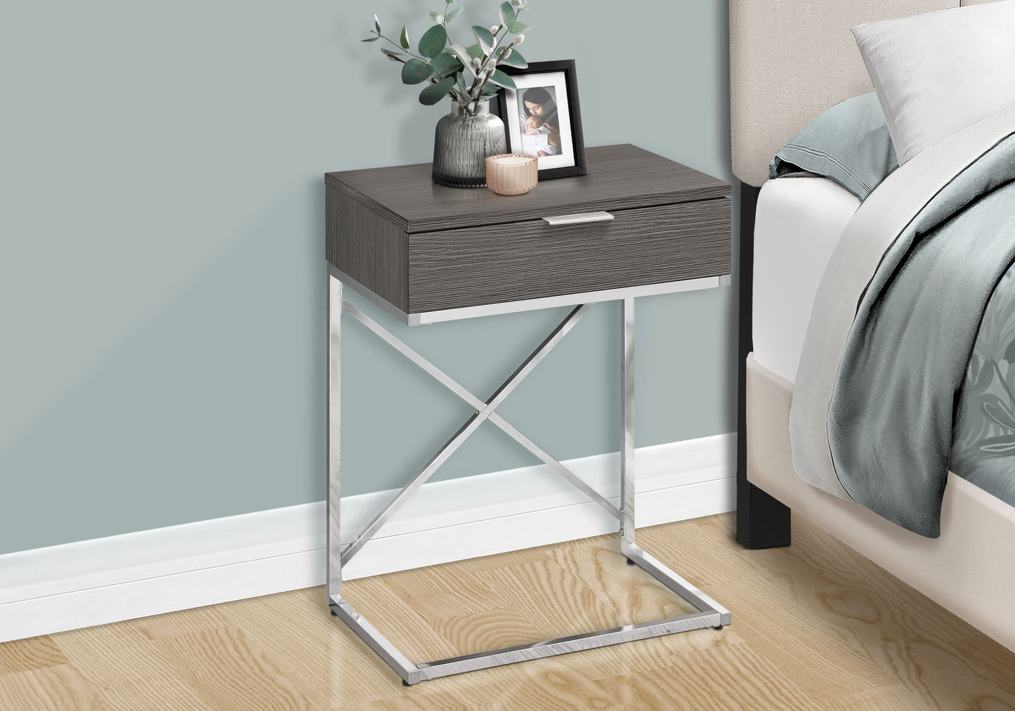 Accent Side Table, Storage Drawer, Spacious Tabletop, Contemporary & Modern