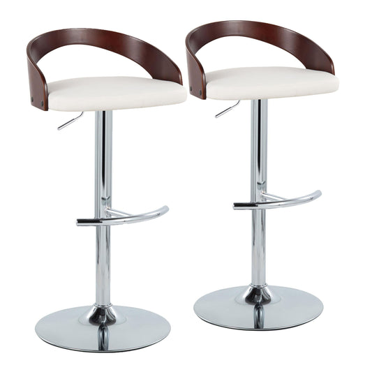 Grotto - Contemporary Adjustable Barstool & Swivel With Rounded T Footrest (Set of 2)