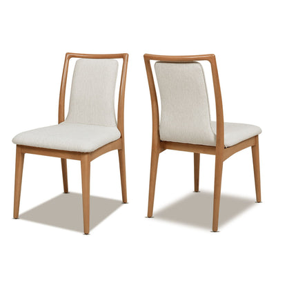 Scandi - Upholstered Dining Chair, Stain Resistant High (Set of 2) - Natural Light Brown / White Pepper